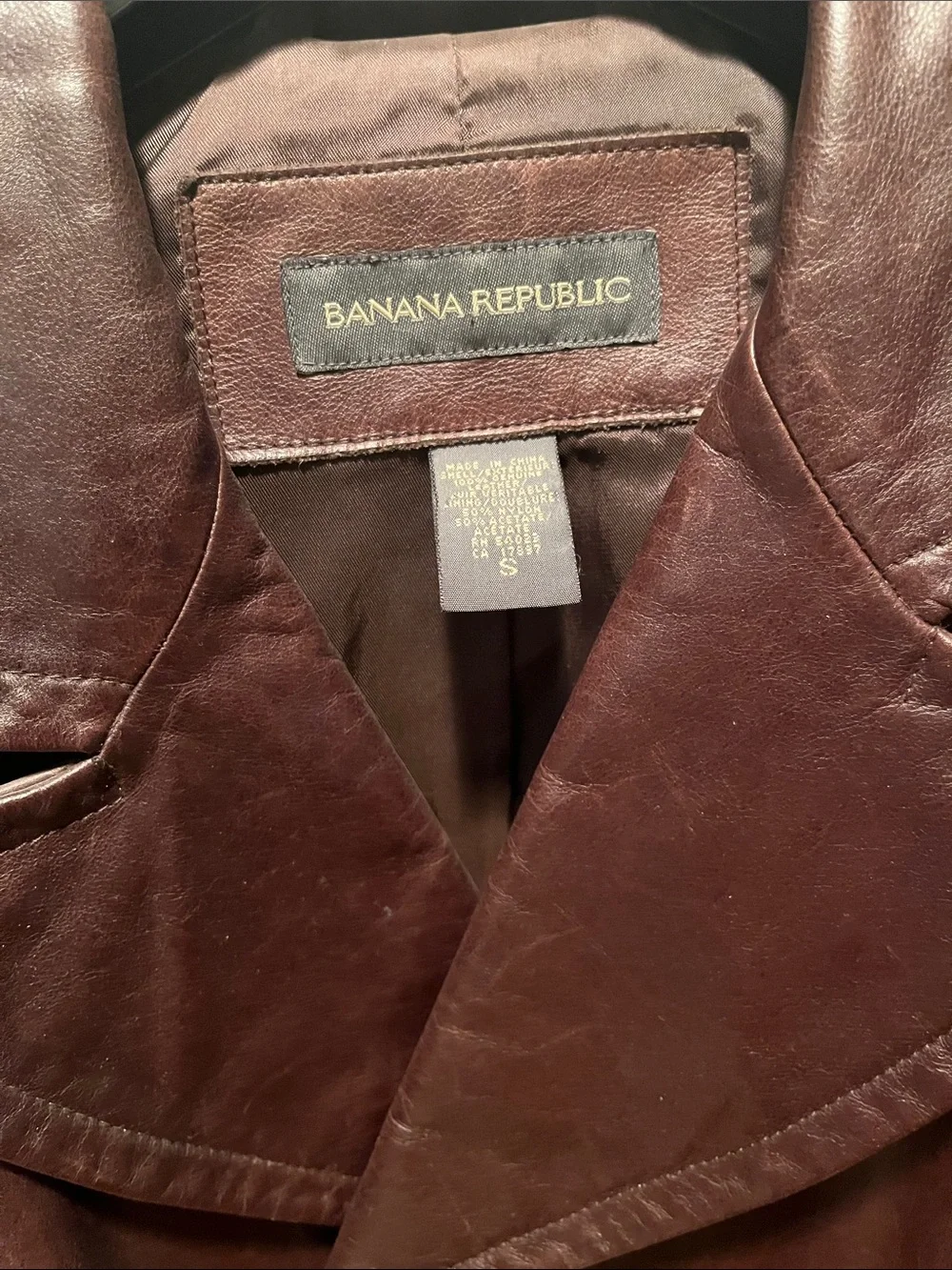 Banana Republic Men's Dark Brown Leather Trench Coat
